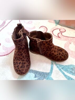 Old Navy Brown Leopard Print Ankle Boots for Kids